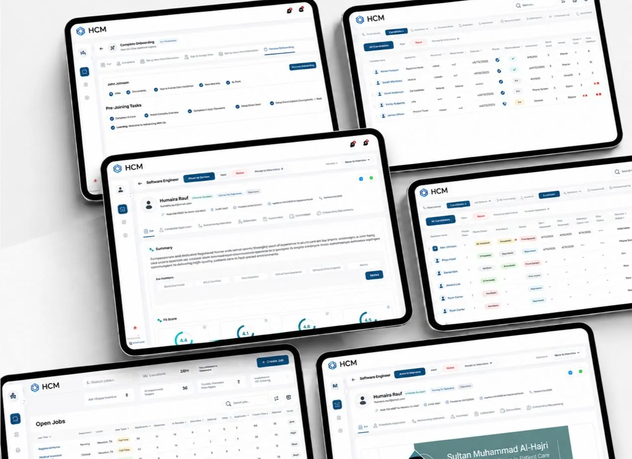 Humentra AI recruitment and HRM suite screens